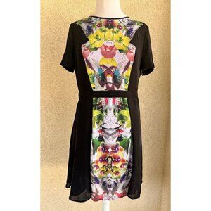 Prabal Gurung for Target Black floral Orchid Fit & Flare Dress Women's Size 14